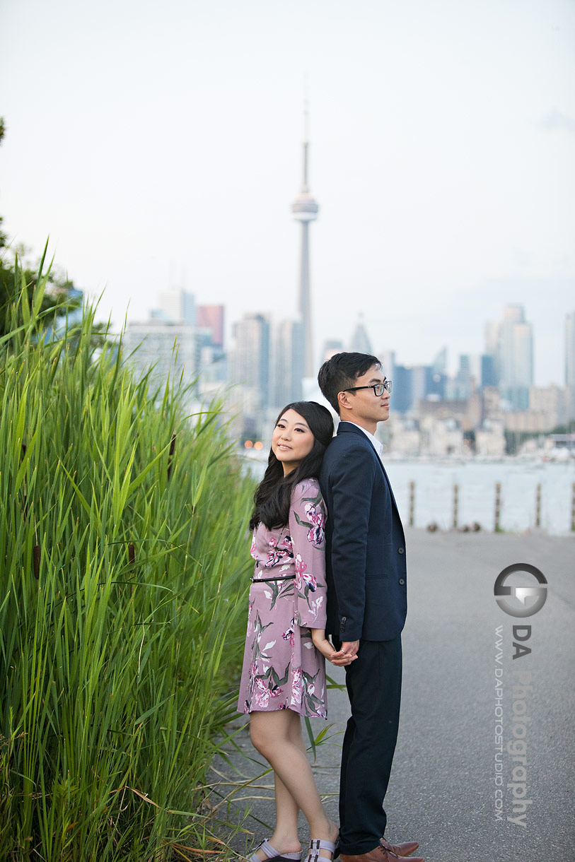 Engagement Photos with CN Tower in the background at Trillium Park