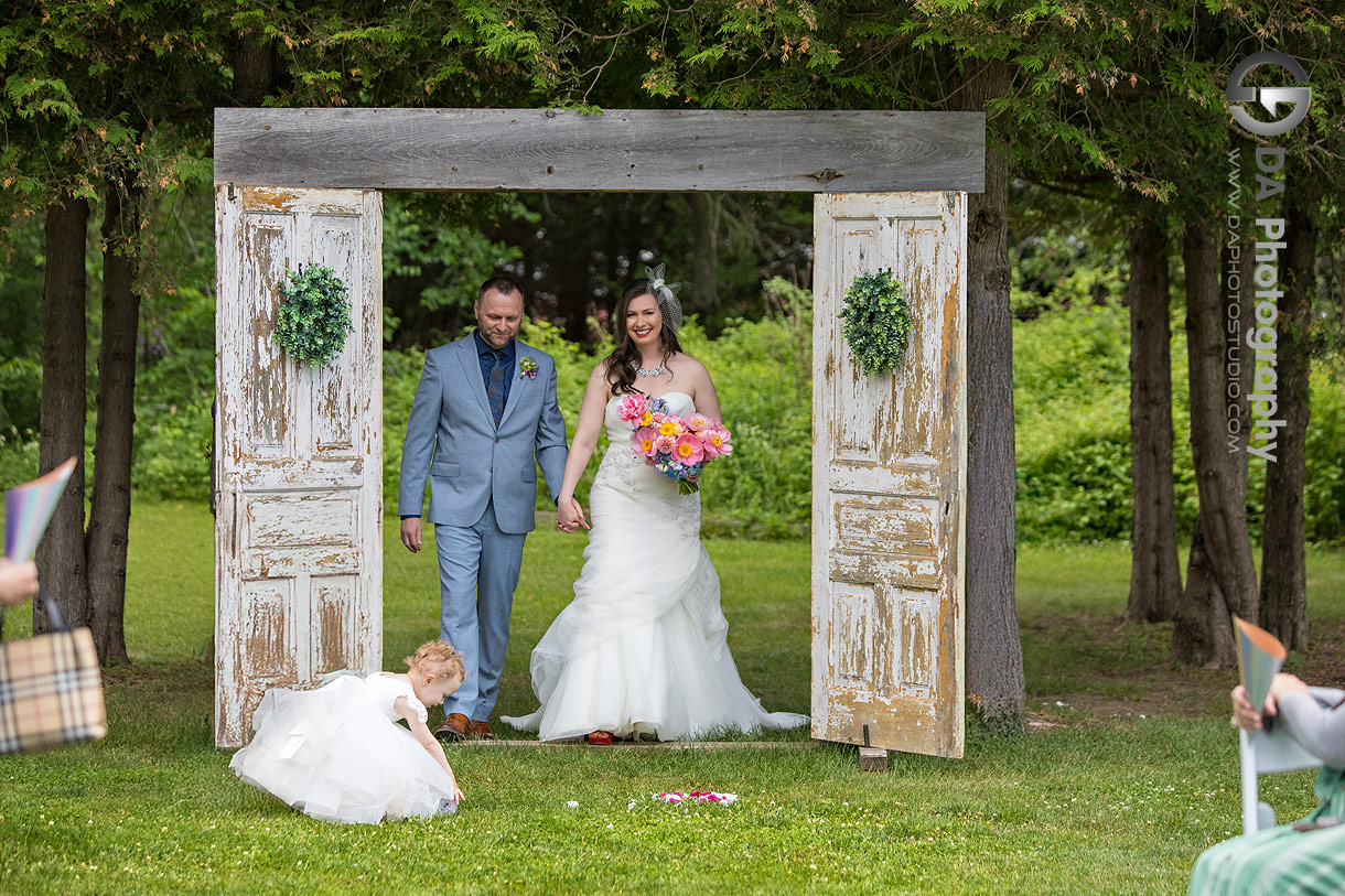 Bride and Groom arriving at Outdoor Wedding Ceremony at CJ Country Events Bride and Groom arriving at Outdoor Wedding Ceremony at CJ Country Events