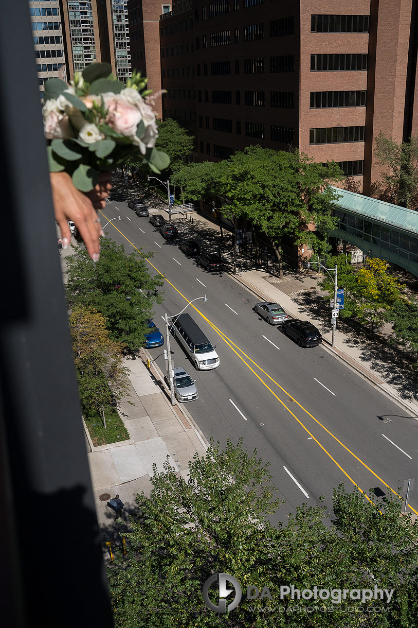 Arial photo of a limo arriving to pick up the bride Arial photo of a limo arriving to pick up the bride