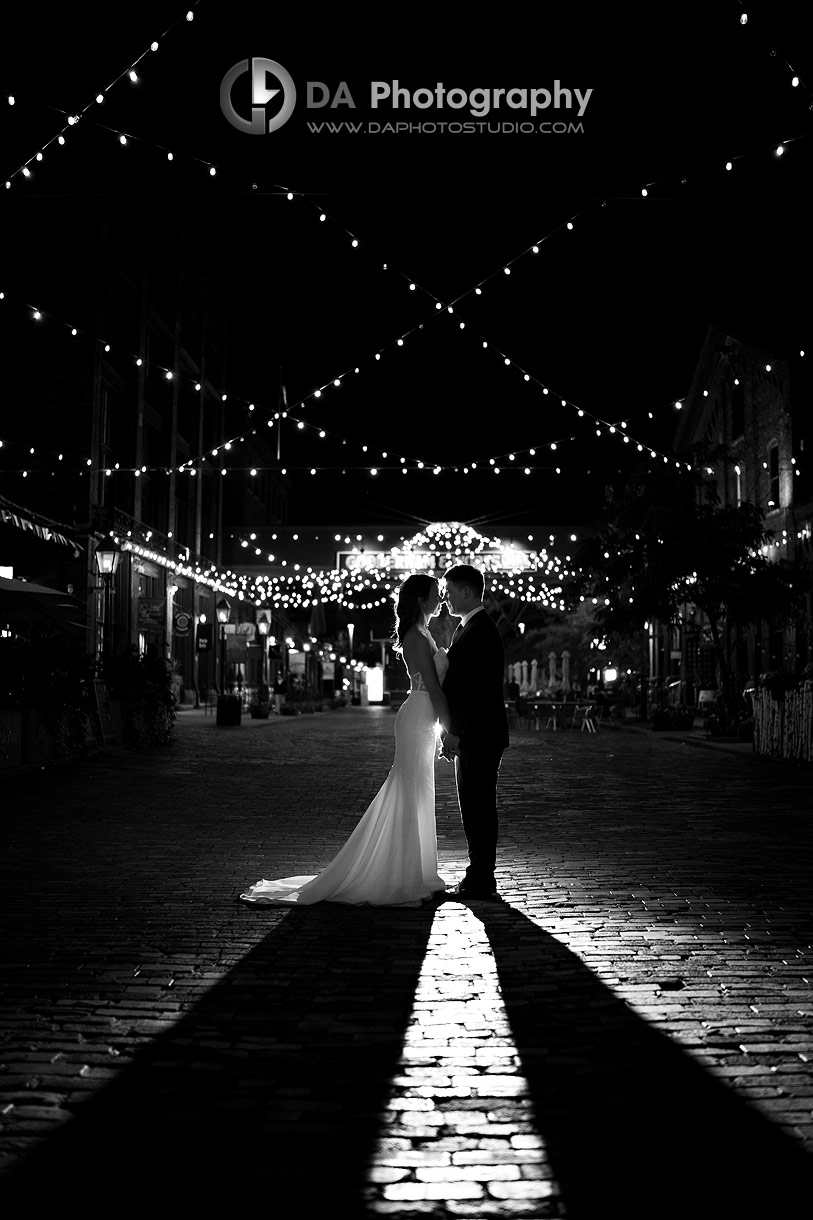 Nighttime Wedding Pictures in Toronto's Distillery District Nighttime Wedding Pictures in Toronto's Distillery District