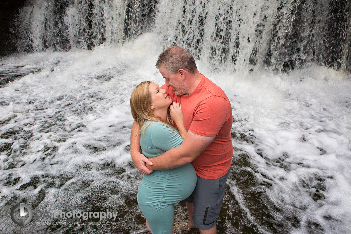Intimate Maternity Photo at Lynn River Falls in Port Dover