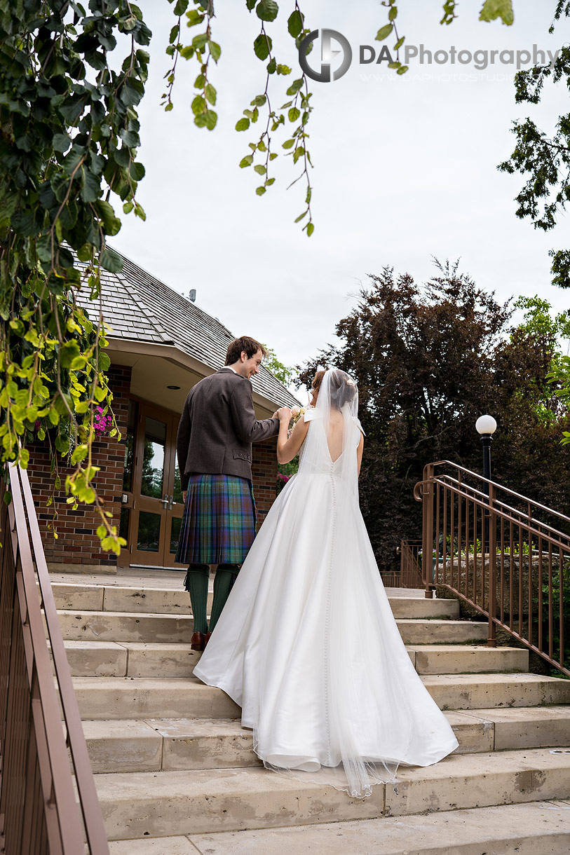 Photo of a Bride and Groom on a stairs in Kitchener