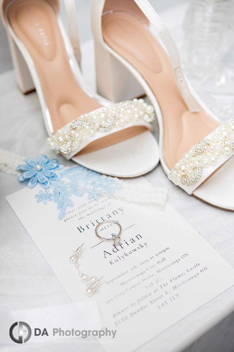 Close up photo of a bride's wedding accessories Close up photo of a bride's wedding accessories