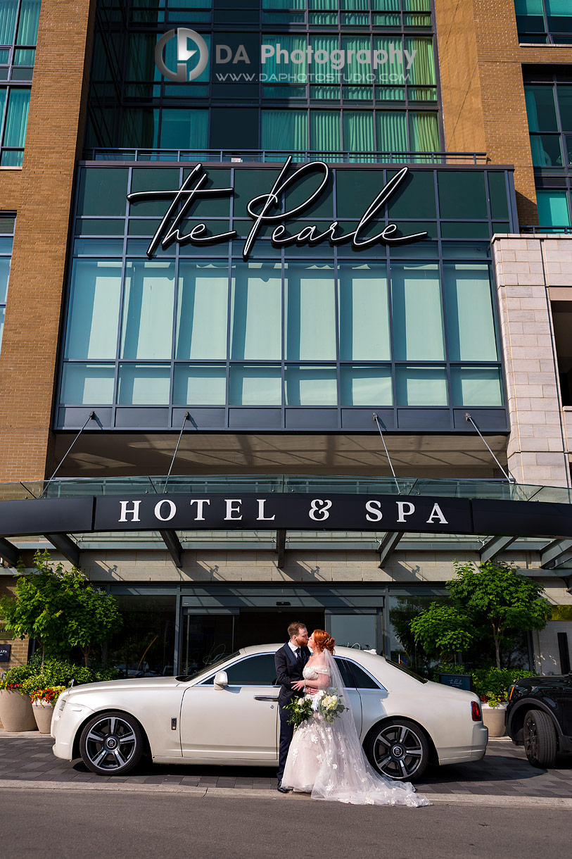 Bride and Groom at Pearle Hotel and Spa with Rolls Royce