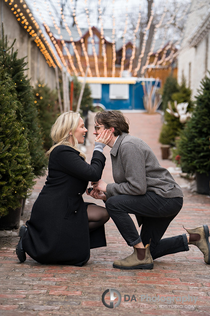 Surprise Proposal at Elora at the Christmas Market